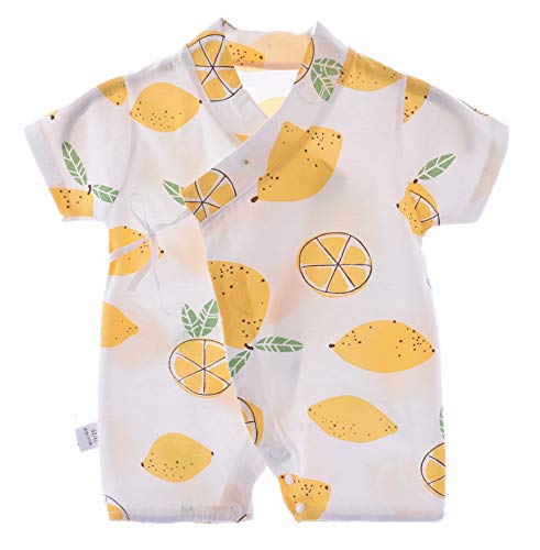 Vinesen Newborn Infant Baby Short Romper Unisex-Baby Cotton Romper for Birthday Cute Outfits 9-12 Months Yellow Lemon 09