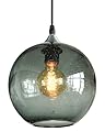 ARIAMOTION Glass Pendant Lights Kitchen Island Smoke Green Color Seeded Bubbles Modern Rustic Globe Over Sink Dinning Table Brushed Nickel 8.7" Diam