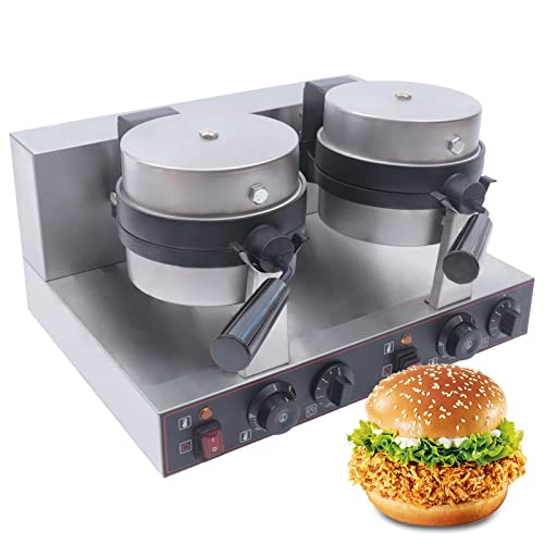 Commercial Dual Panini Press Hamburger Maker Grill Electric Burger Toaster Burger Machine 2400W Ice Cream Panini Press Baking with Timer 0-5 Min & 50-300? for Home Kitchen Breakfast Shops