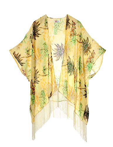Soul Young Mujeres Impresión Floral Gasa Kimono - Talla Extra Ligero Elegante Playa Vestido Bikini Encubrimiento