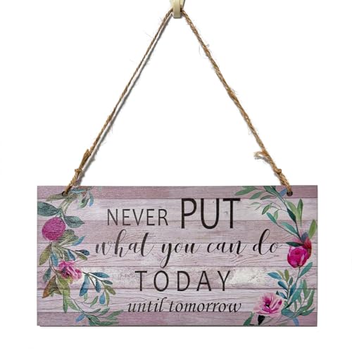 Carteles de Madera Decorativos, Letreros Colgantes con Frases, Placa Decorativa Personalizada, Frases Motivacionales e Inspiradoras para Pared, Decoracion Casa 20 x 10 cm Marrón