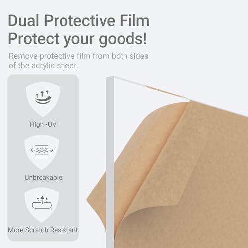 Image of 1 /8 inch Thick (3mm) Clear Acrylic Sheet 11 inch x 11 inch - 2 Pieces | Cast Plexiglass for DIY Crafts, Sign, Photo Frame, Display Projects