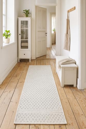 My-Rug WO1011017 Wollteppich Läufer Natur Weiß 80x250