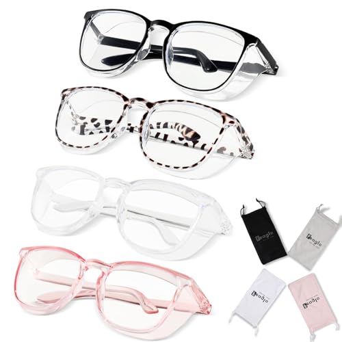 411Mf4H3JHL. SL500 Feaglo Safety Glasses, Anti Fog Safety Goggles for Women Men, Blue Light Blocking with Clear Lens, 4Pack Stylish Eye Protection Glasses with side Shield