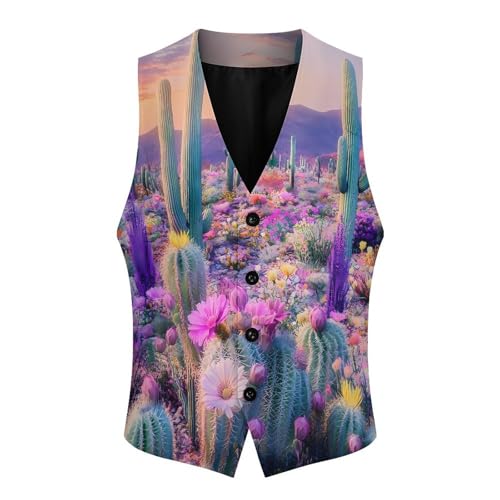 Cactus Succulent Mens Slim Fit Suit Vest Dress Waistcoat Casual Business Vest4