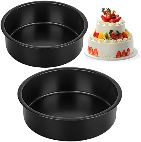 4.5-Inch & 6-Inch Cake Pan Set, Set of 2, Round Baking Pan, Stainless Steel Birthday Wedding Metal Layer Cake Pans, Non Toxic Coating, Straight Side, Easy Clean Easy Release, 2 Inch Deep