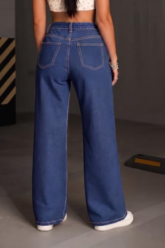 Image of Women's Black High Waist Denim Jeans | Straight, Relaxed, Wide Leg & Baggy Fit | High Rise Loose Oversized Denim Pants for Women | Comfortable Casual Everyday Wear | Oversized Woman baggys