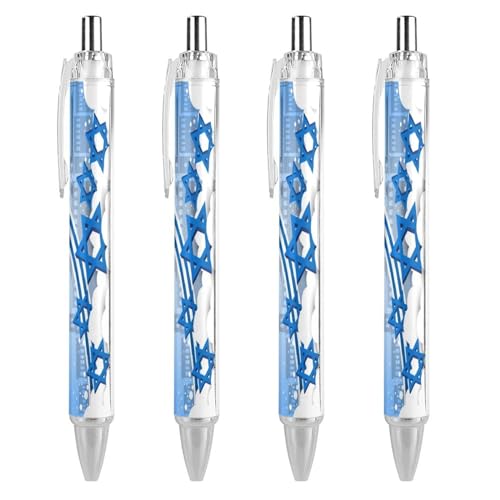 Stylo à bille rétractables Jour de l'Indépendance d'Israël, encre gel noire 0.5mm