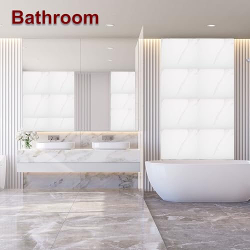 QUARKZMAN 20 Stück Peel-and-Stick-Marmorfliesen, wasserdichte Wandverkleidungsrückwand, 12x12 PVC Peel-and-Stick-Duschfliesen für Badezimmer, Küche, Wohnzimmer, klassisches weißes Design