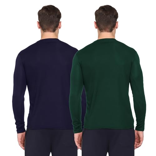 Image of TQH Full Sleeve T Shirt for Men | Pack of 2 T-Shirt for Man Full Sleeve | Gym Workout | Men's Tshirts | Slim Fit Polyester Round Neck Solid Sports T-Shirts for Running Training Casual Wear
