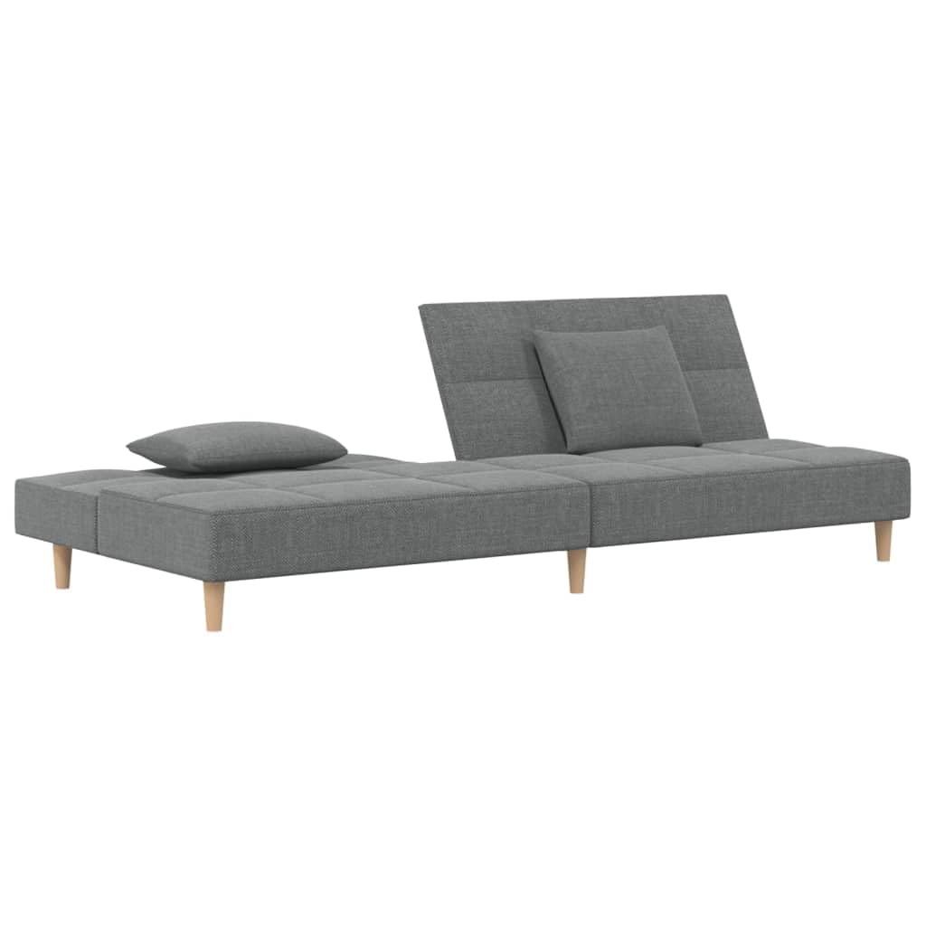Canapé-lit 2 places avec 2 coussins en tissu gris foncé, lit d'appoint polyvalent pour salon, salon et chambre d'amis, avec espace de rangement, accoudoir, dossier, appui-tête, idéal pour les