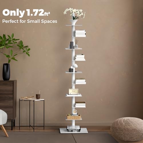 Nidouillet 9-Tier Metal Spine Bookshelf, Adjustable Vertical Tower for Books, Tall & Narrow Ladder Bookcase, Space-Saving Multipurpose Corner Storage Shelf, Display Stand, Tool-Free Assembly by Nidouillet - Image 6