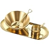 FUMAOYU 韓国風 ステンレス製 かき氷ボウル 4個セット アイスクリーム・デザート・サラダ用 保温保冷 おしゃれ 業務用 家庭用 多用途 キッチンアイテム (A)