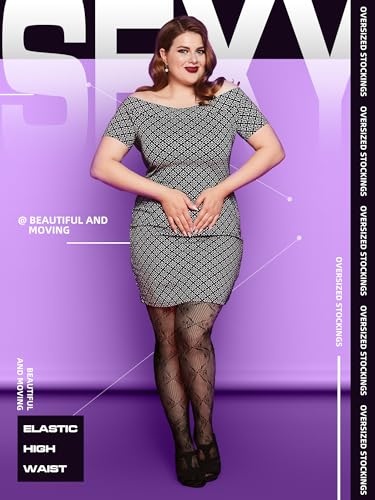 Image of Jadive 6 Pairs Women Plus Size Suspender Tights Fishnet Thigh High Stockings Garter Belt Lingerie Pantyhose