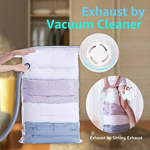 Amazon Brand - Umi Cube Vacuum Storage Bags for Clothes, 4 Pack 80×100×38cm, Jumbo Vacuum Pack Storage Bags for Duvets, Quilts, Blankets, Travel or Moving, Save 80% Space Vacuum Bags