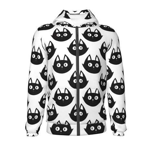 Black Cats Kid Hoodies Boys Zip Up Sweatshirts Girls Pullover with Pocket2