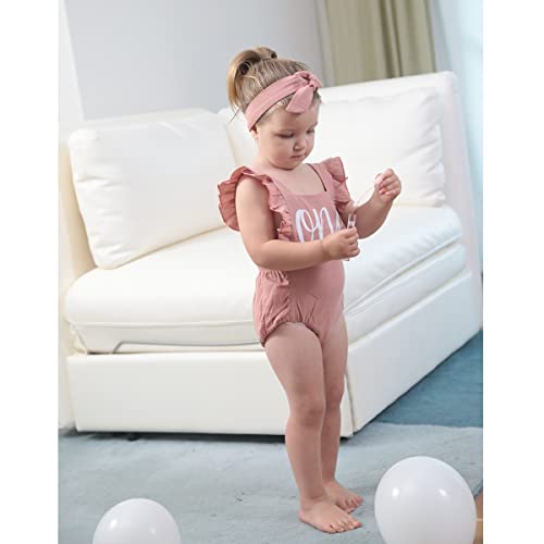 Detigee Baby Girl 1St Birthday Bodysuit Toddler Backless Jumpsuit With Headband (Pink01,12-18 Months) #TOP2