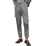 Aesido Black Trousers Mens Slim Fit Herringbone Tweed Wool Plaid Trousers Retro Dress Business Suit Pants（grey40W*32L）