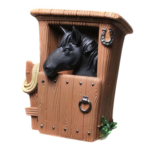 Kremers Schatzkiste Tirelire Cheval Dans l'Écurie Noire 14 cm - En Pierre Artificielle - Cadeau Pour les Amateurs de Chevaux
