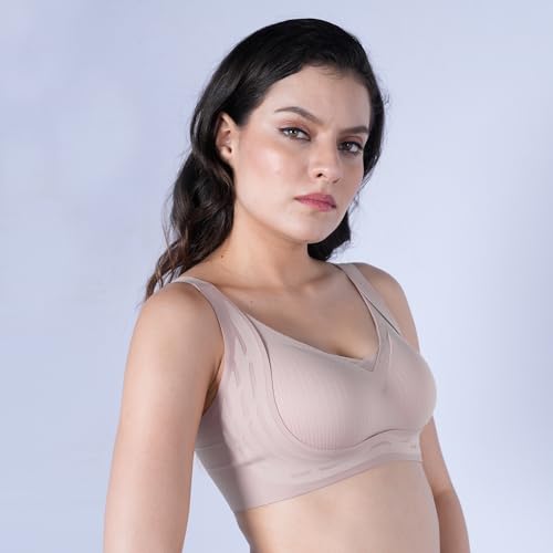 Image of SOIE Women Padded Non Wired Full Coverage Seamless T-Shirt Bra with Mesh Detailing