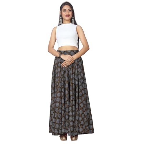 Image of JYESHTA Women's American Crepe Flared A Line Stitched Long Skirt with 12 Mtr Flare 40 in Height | Skirts for Women Long Length | Long Skirts for Girls