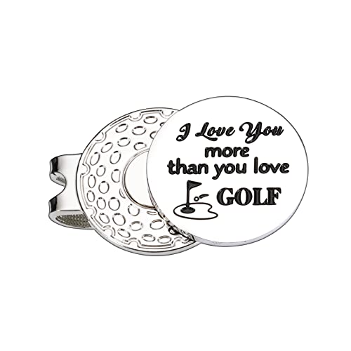 Christmas Birthday Gifts for Men Him Stocking Suffer Golf Ball Marker with Magnetic Hat Clip Valentines Day Gift for Husband Engraved Anniversary Husband Boyfriend I Love You More Than You Love Golf