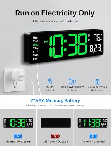 Kupshyat Smart Green LED Digital Wall Clock - Image 3