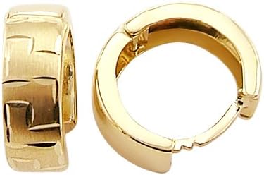 14k Yellow Gold Small Elegant Hoop Huggie Earrings .5"
