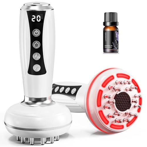 4-in-1 Lymphatic Drainage Massager & Anti Cellulite Massage Tool, Body Sculpting Massager for Legs, Arms & Belly, Reduce Cellulite, Stretch Marks with Heat, Light & Vibration, Includes Moxa Pads