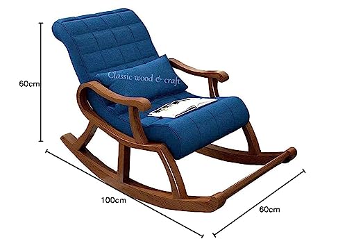 Image of CLASSIC WOOD & CRAFT Wooden Rocking Chair with Sheesham Wood, Rolling and Easy Seating (Model-DB-14)