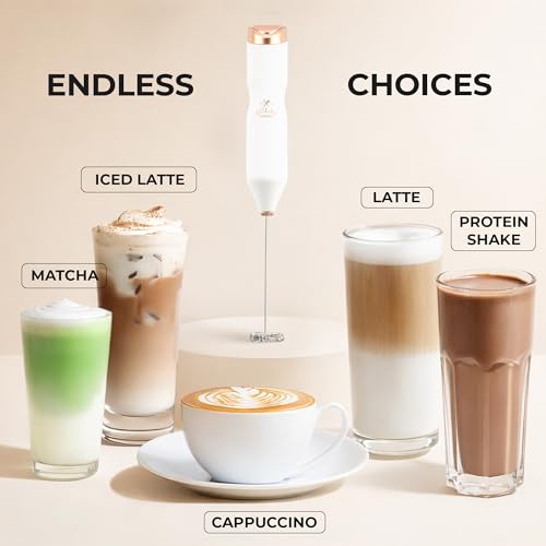 Image of Zulay Kitchen Powerful Frother Wand AA Batteries Included, Ultra Fast Handheld Drink Mixer, Comfort Milk Frother, Stainless Steel Whisker, Frother Handheld for Coffee, Protein & Matcha - Frothmate 2.0