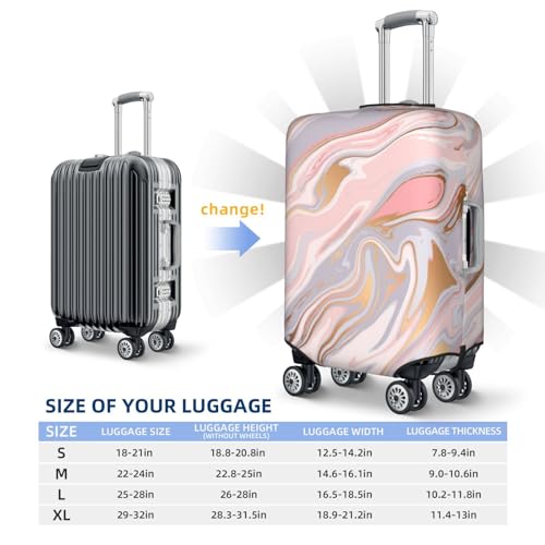 Liquid Marble Texture Luggage Suitcase Covers Elastic Washable Luggage Protector Travel Suitcase Protective Cover For Kid And Adult, L (Fit 25-28 Inch Luggage)2