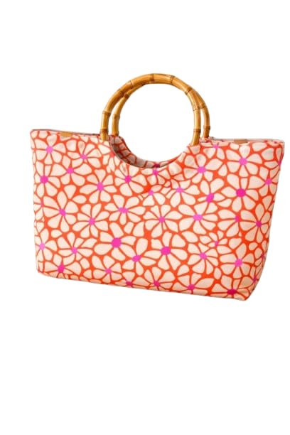 Sac upcycling artisanal Bim motif floral rétro fait en France