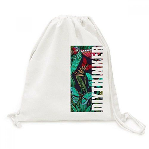 Sac Voyage léger en toile robuste avec cordon de serrage imprimé fleur oiseau