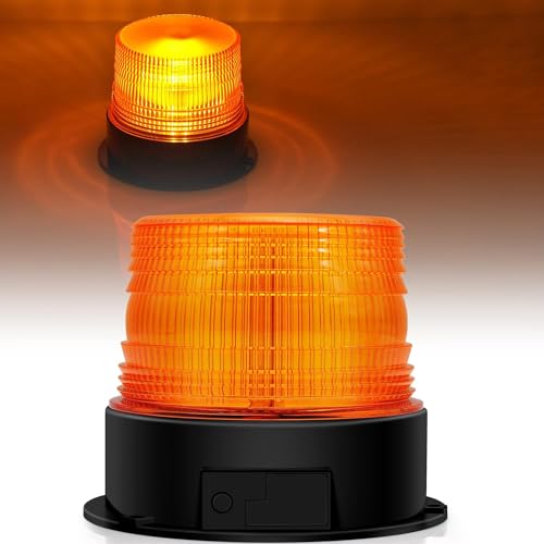 Magnetic Wireless Beacon Light, Amber Rechargeable Strobe Lights for Trucks, Waterproof Flashing Emergency Safety Warning Light for Construction Vehicles Snowplow Tow Work Trucks Postal Mail Cars