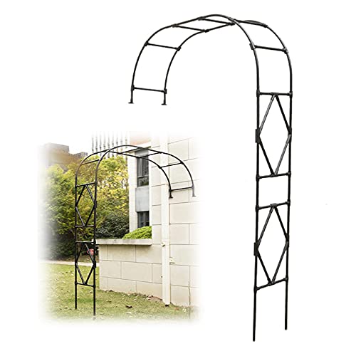 Arches de rosiers en métal noir pour créer une allée de jardin fleurie