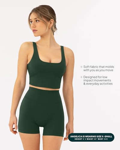 PAVOI ACTIVE Scoop Workout Tank Top with Built in Bra for Women - Medium Support Longline Yoga Sports Shelf Bra Top, FlexFlow4