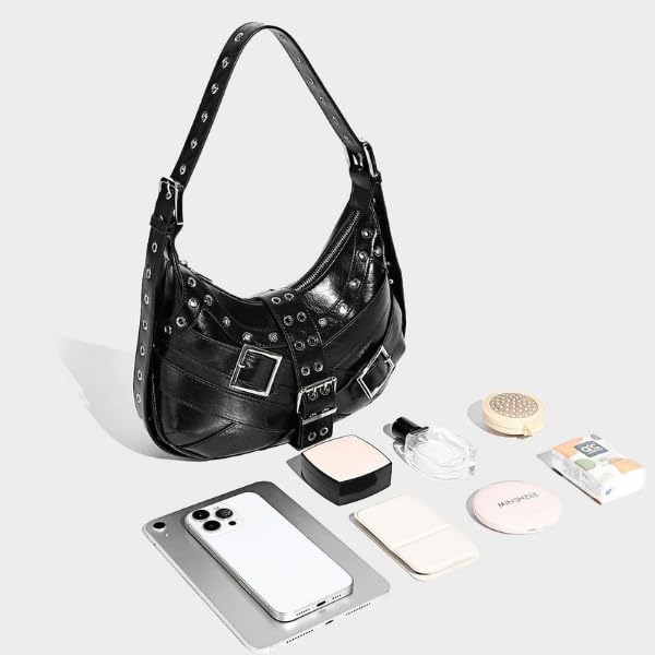 Image of Shoulder Purse for Women, Leather Women's Handbag Y2k Aesthetic Coquette Shoulder Bag Hobo Punk Trendy Ladies Purse