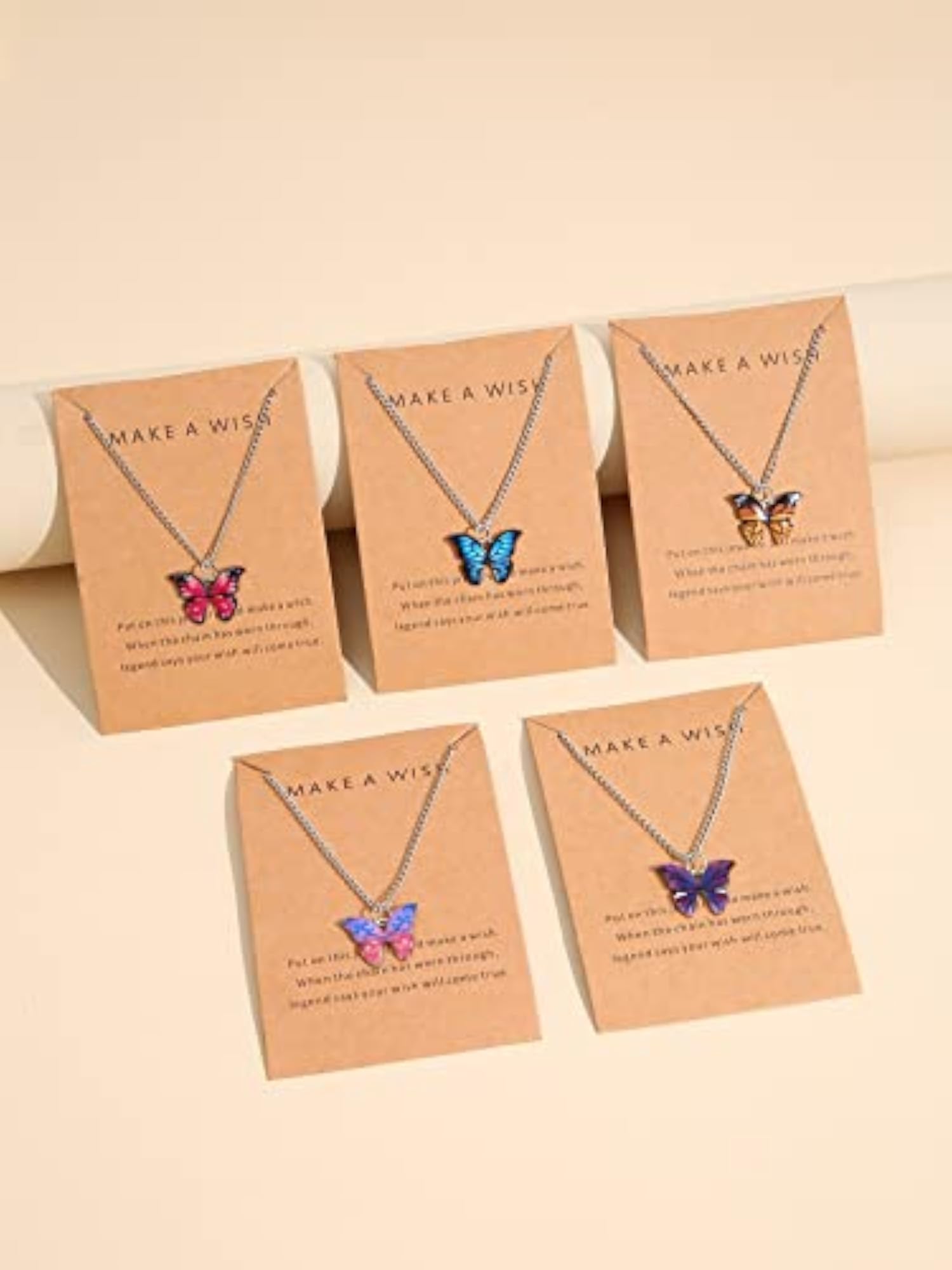 5 Pcs Stylish Butterfly Pendant Necklace Set (Silver)