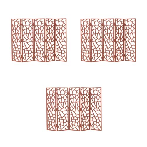 LUOZZY 3 Pcs Mini Dollhouse Screen Model Tiny Wood Room Divider Chinese Style Decorative Landscape Furniture for DIY Craft