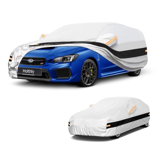 Image of 10 Layers Hatchback Car Cover Custom Fit for Subaru Impreza (1992-2026), Waterproof All Weather for Automobiles, Outdoor Full Cover Sun Dust Rain Protection with Cotton. Silver