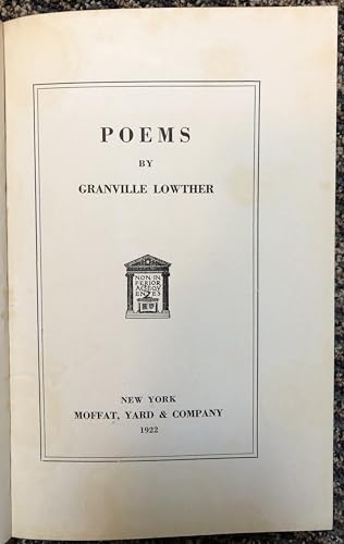 Poems by Granville Lowther B00089TB8A Book Cover