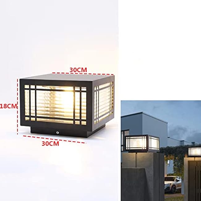 SLAWA Outdoor Post Cap Lights - Modern Square Fence Pillar Lamps with Stainless Steel Housing - Waterproof Lawn Column Cap Lamp for Courtyard and Deck