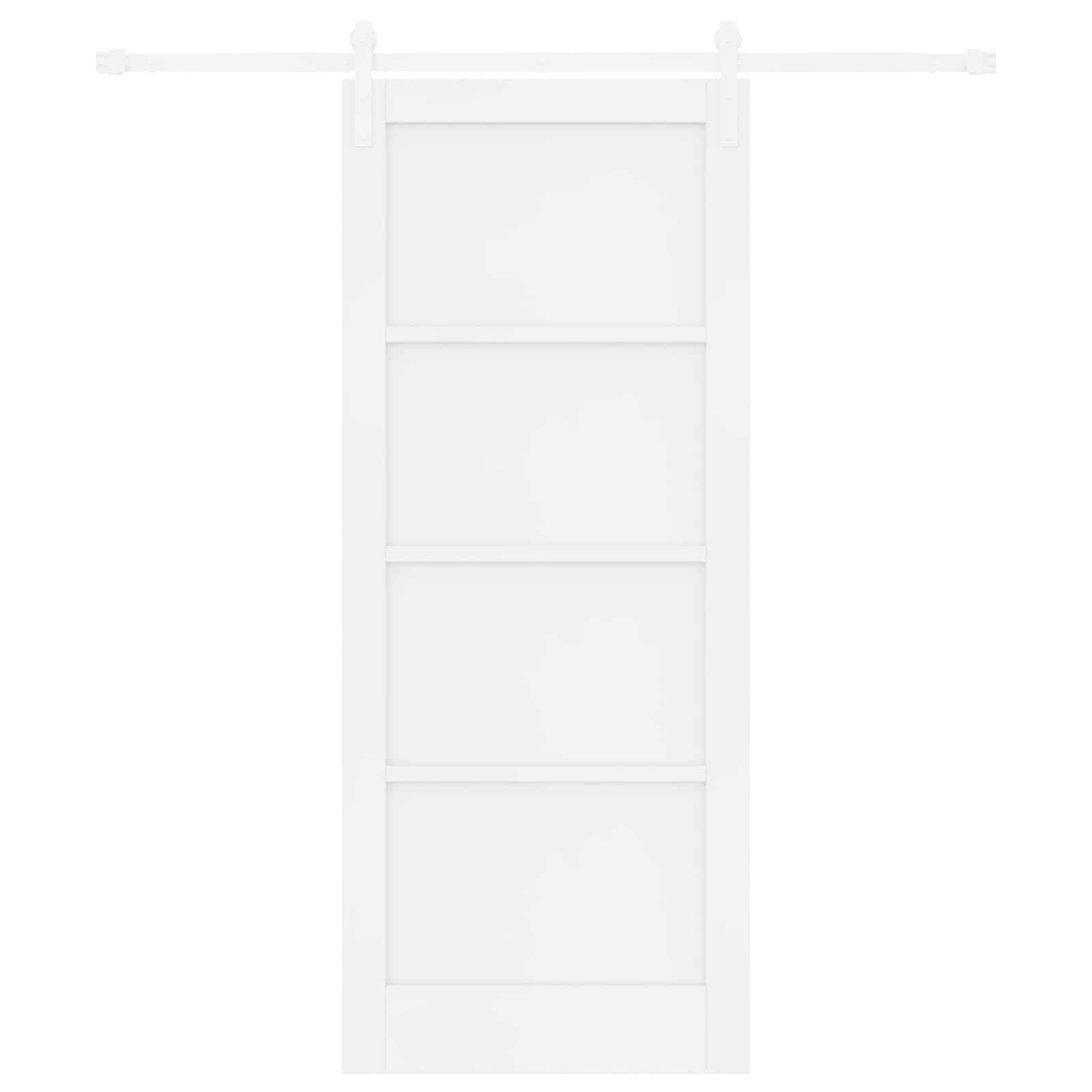 Puerta corredera blanca de madera de pino maciza, 83 x 202 cm, ahorra espacio, con riel de acero pulverizado y sistema de deslizamiento suave, ideal para interiores y viviendas modernas