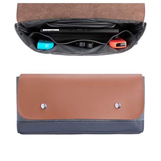 Comfyable Carrying Case Fit for Nintendo Switch with 6 Game Slots, Portable Travel Pouch Protective Waterproof Cover with Pocket for Accessories, Dark Gray & Brown