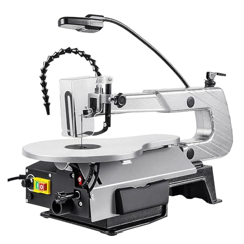 Sushangmao Sierra De Calar/Sierra De Marquetería Eléctrica - con Luz Led Y 20 Hojas | Altura De Corte De 5,6 Cm | Control De Velocidad Variable Continuo | Mesa Inclinable 0 A 45° | para Madera