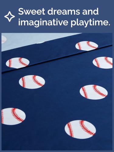 Image of Kids Queen Size Baseball Bed Sheets - 4 Piece Kids Baseball Sheet Set - Sporty Game Day Bedding - Ultra-Soft, Cute & Cozy - Breathable & Machine Washable - Bed Set for Boys, Girls, Teens & Toddlers