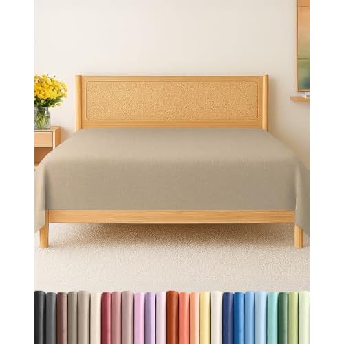 Queen Size Flat Sheet - Hotel Quality Top Flat Bed Sheet Only - Ultra-Soft, Comfy, Breathable & Cooling - Fade & Wrinkle Free - Easy-Care, Stain & Shrink Resistant Bedding - Oeko-Tex - Heath