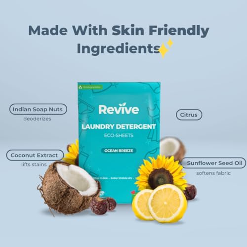 Revive Laundry Detergent Sheets - Ocean Breeze Scent for 60 Loads - Biodegradable, Eco-Friendly, Ultra-Concentrated Washing Sheets, 30 Travel Pack - Image 2