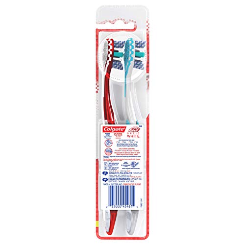 Colgate 360 Optic White Advanced Toothbrush, Soft Toothbrush For Adults, 2 Pack #TOP5